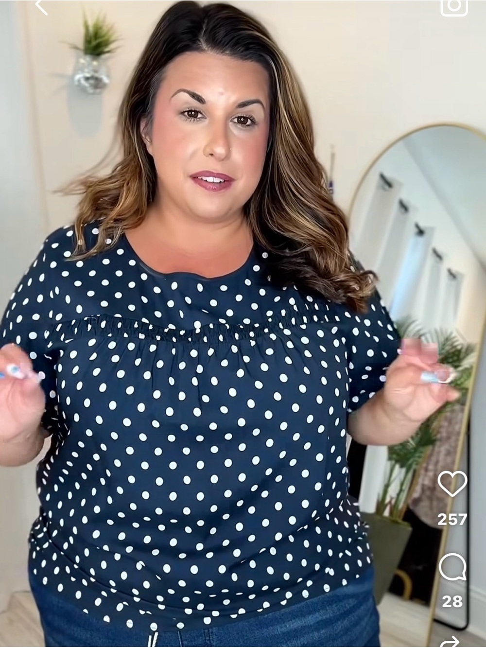 Plus Polka Dot Short Sleeve Blouse